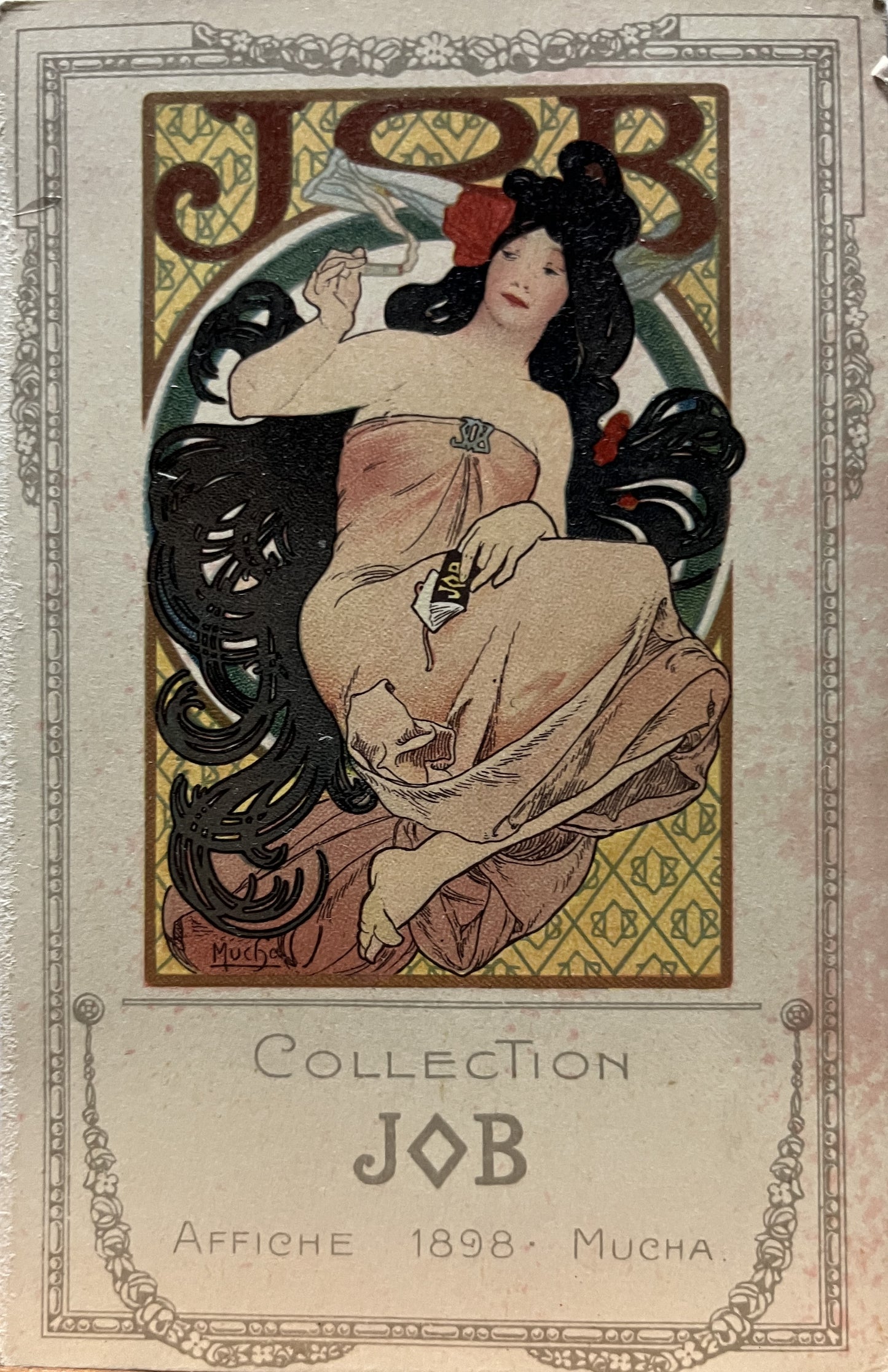 ミュシャ「JOB」オリジナルリトグラフ絵はがき