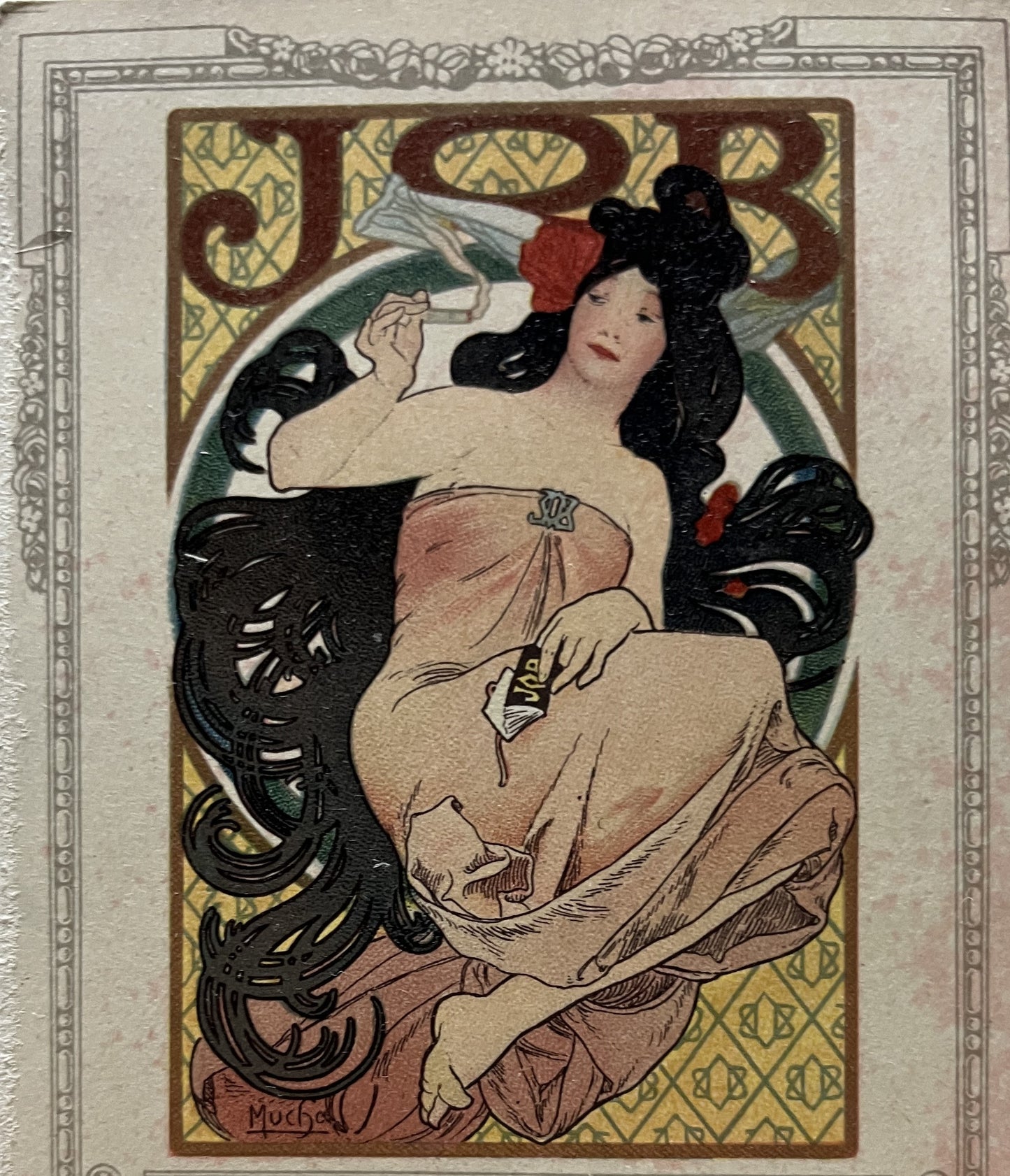 ミュシャ「JOB」オリジナルリトグラフ絵はがき