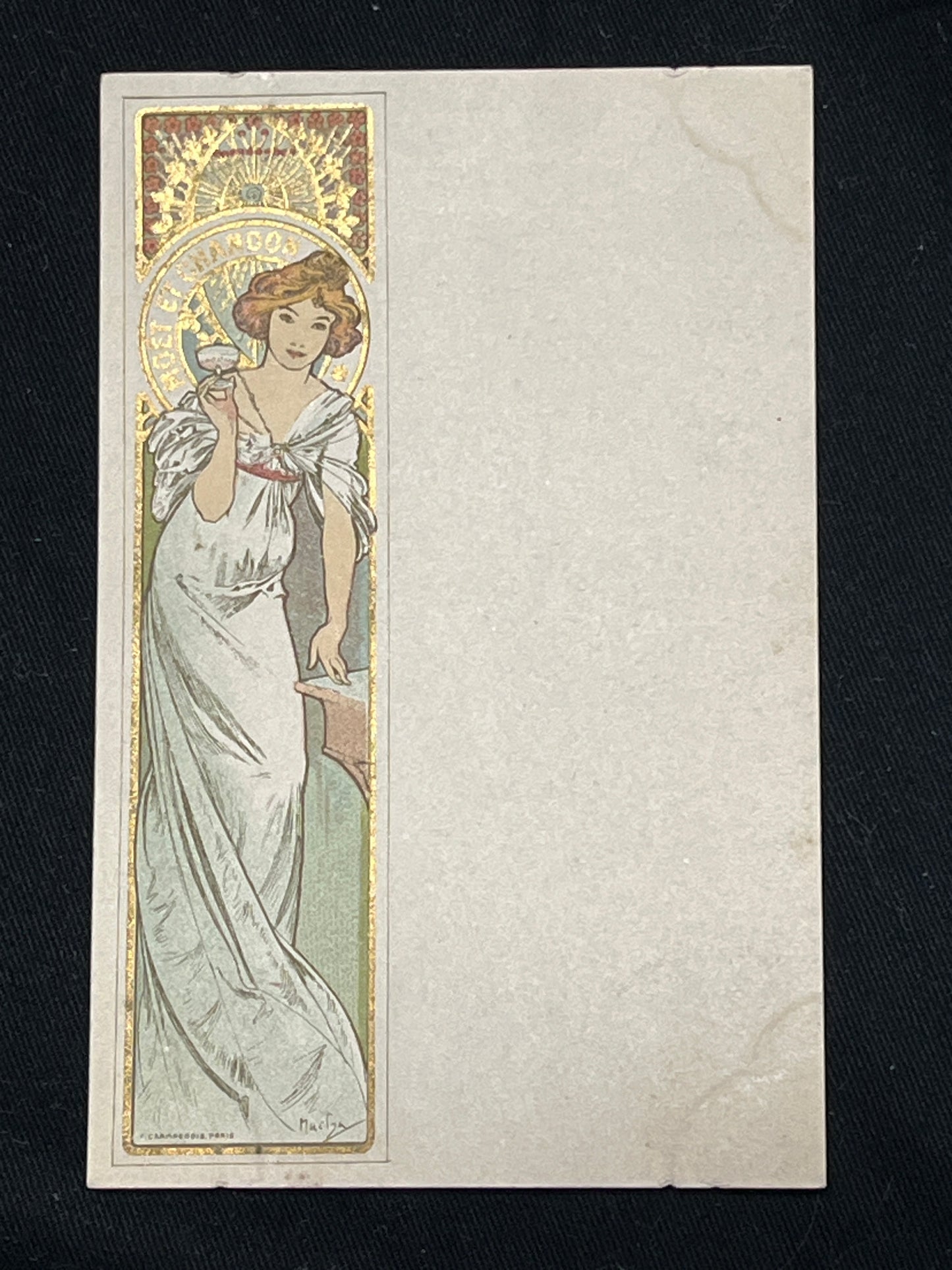 ミュシャ「モエ・エ・シャンドンのメニュー」オリジナルリトグラフ絵はがき