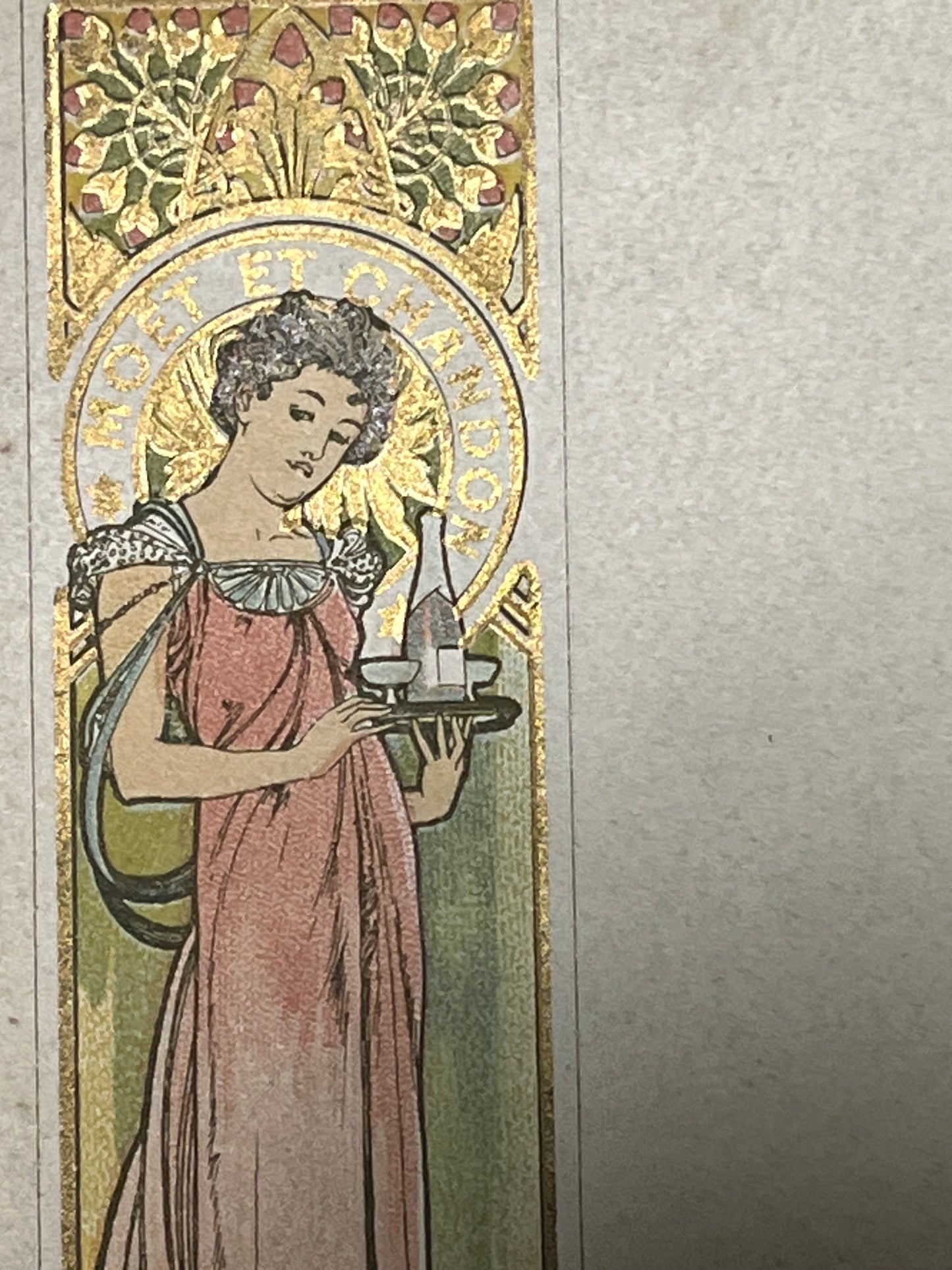 ミュシャ「モエ・エ・シャンドンのメニュー」オリジナルリトグラフ絵はがき