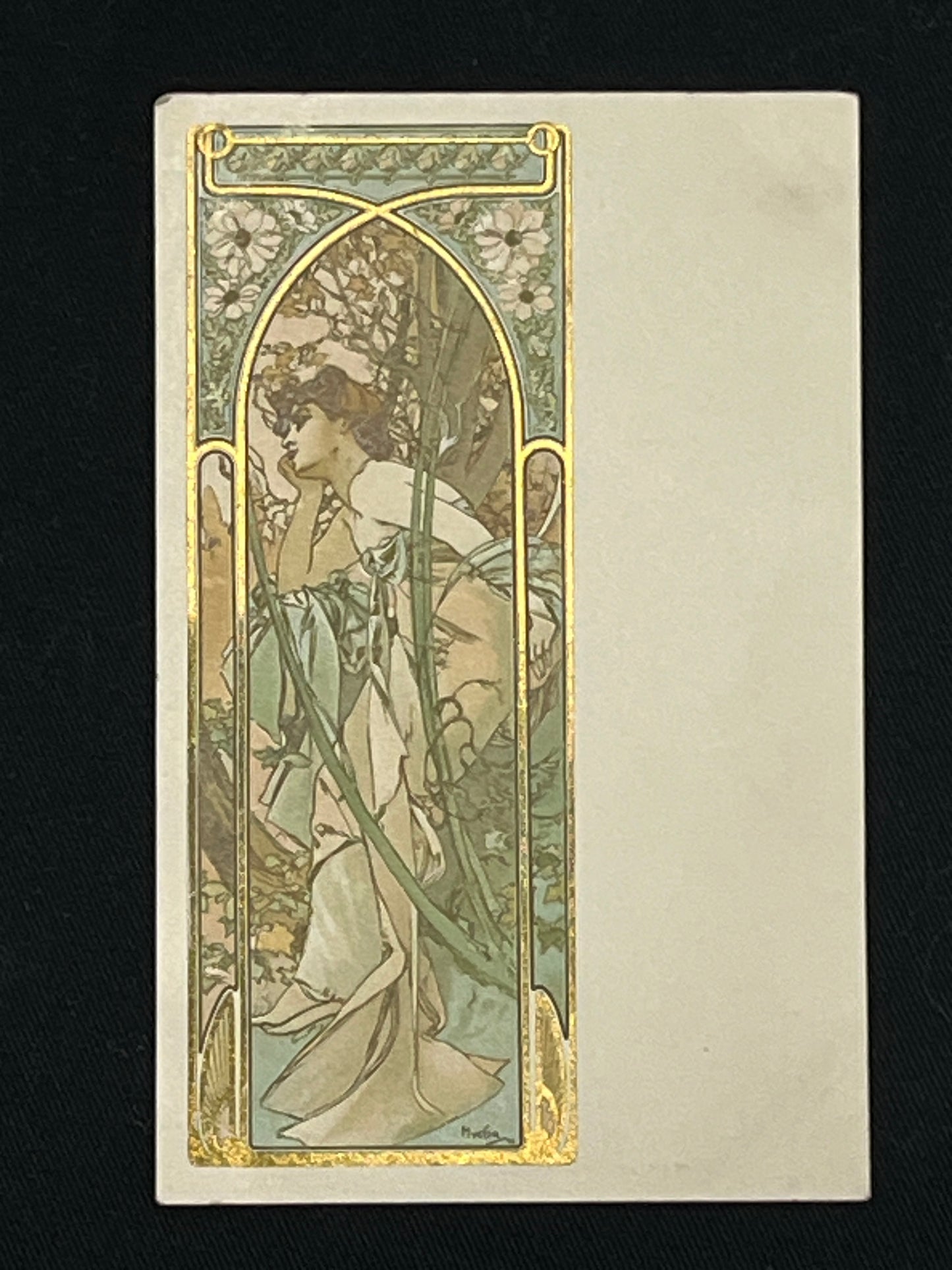 ミュシャ「夕べの夢想」オリジナルリトグラフ絵はがき