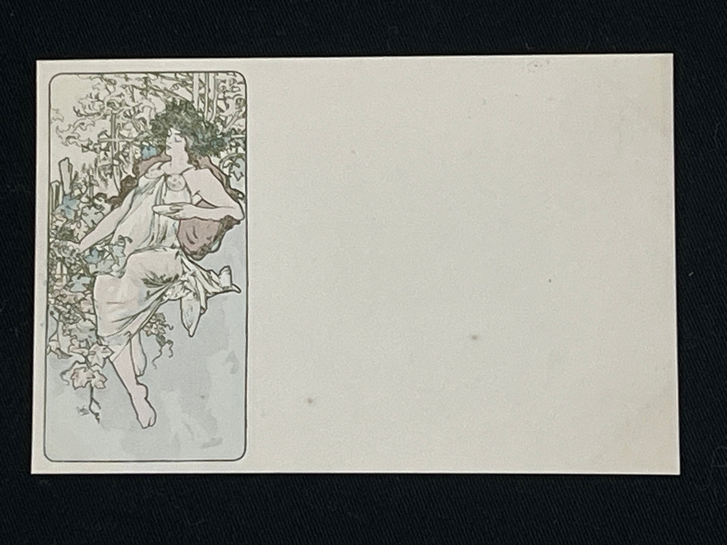 ミュシャ「四季シリーズ 秋」オリジナルリトグラフ絵はがき