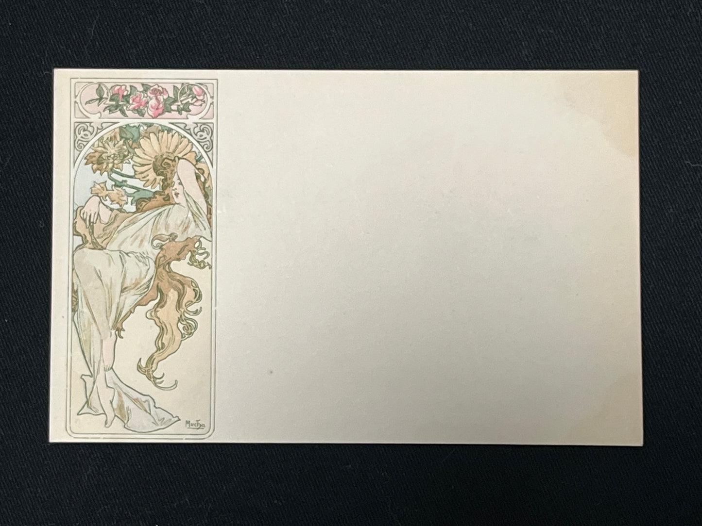 ミュシャ「ショコラマッソンのカレンダー 夏」オリジナルリトグラフ絵はがき