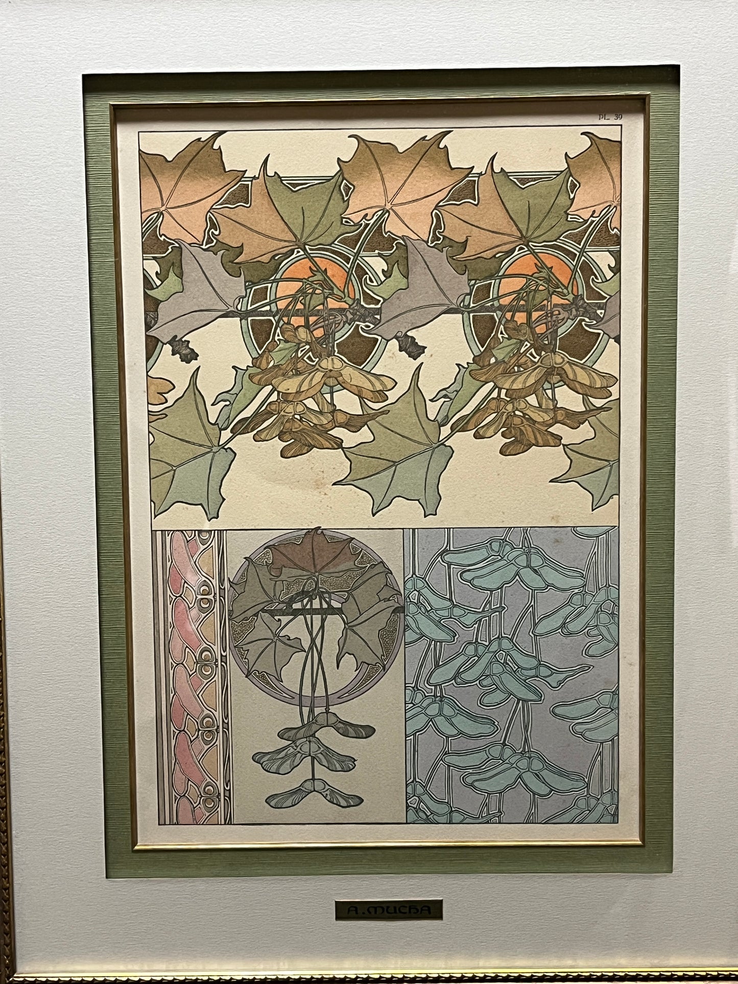アルフォンス・ミュシャ「装飾資料集 PL39」額付き