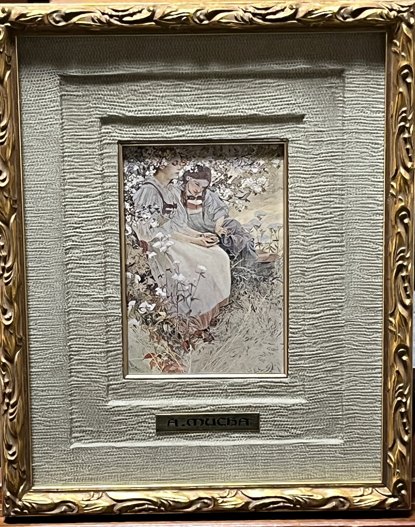 ミュシャ「真福八端」(幸いなるかな心の清き者)オリジナル絵はがき 額付き