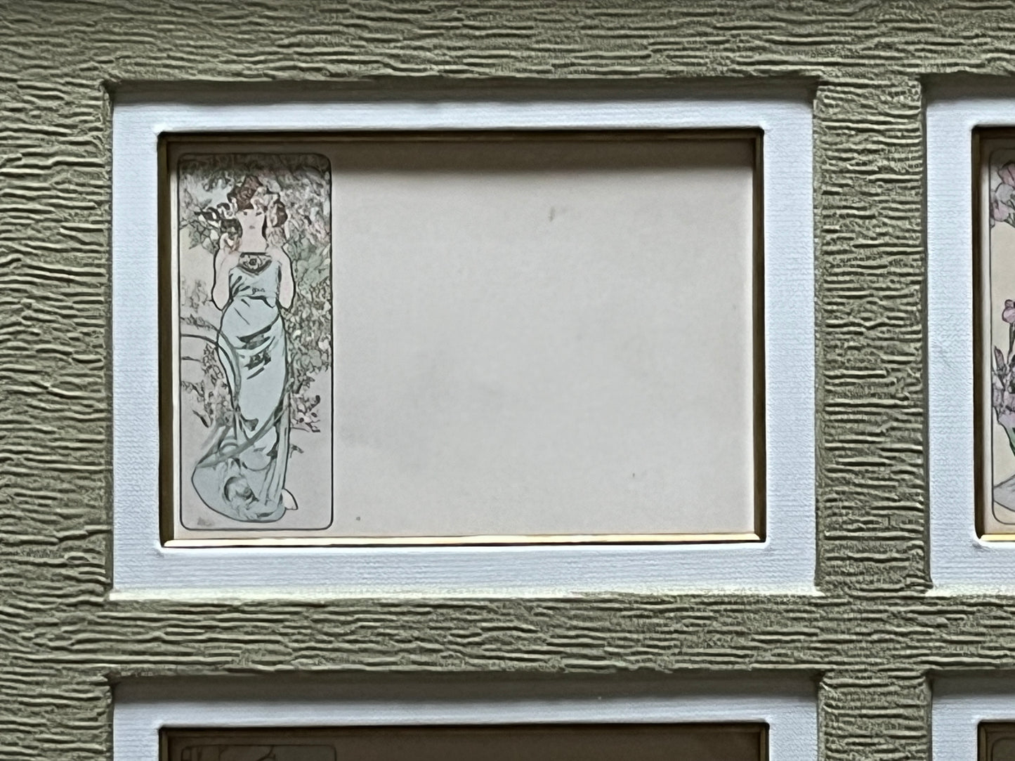 ミュシャ「四つの花」オリジナル絵はがき4枚セット 額付き