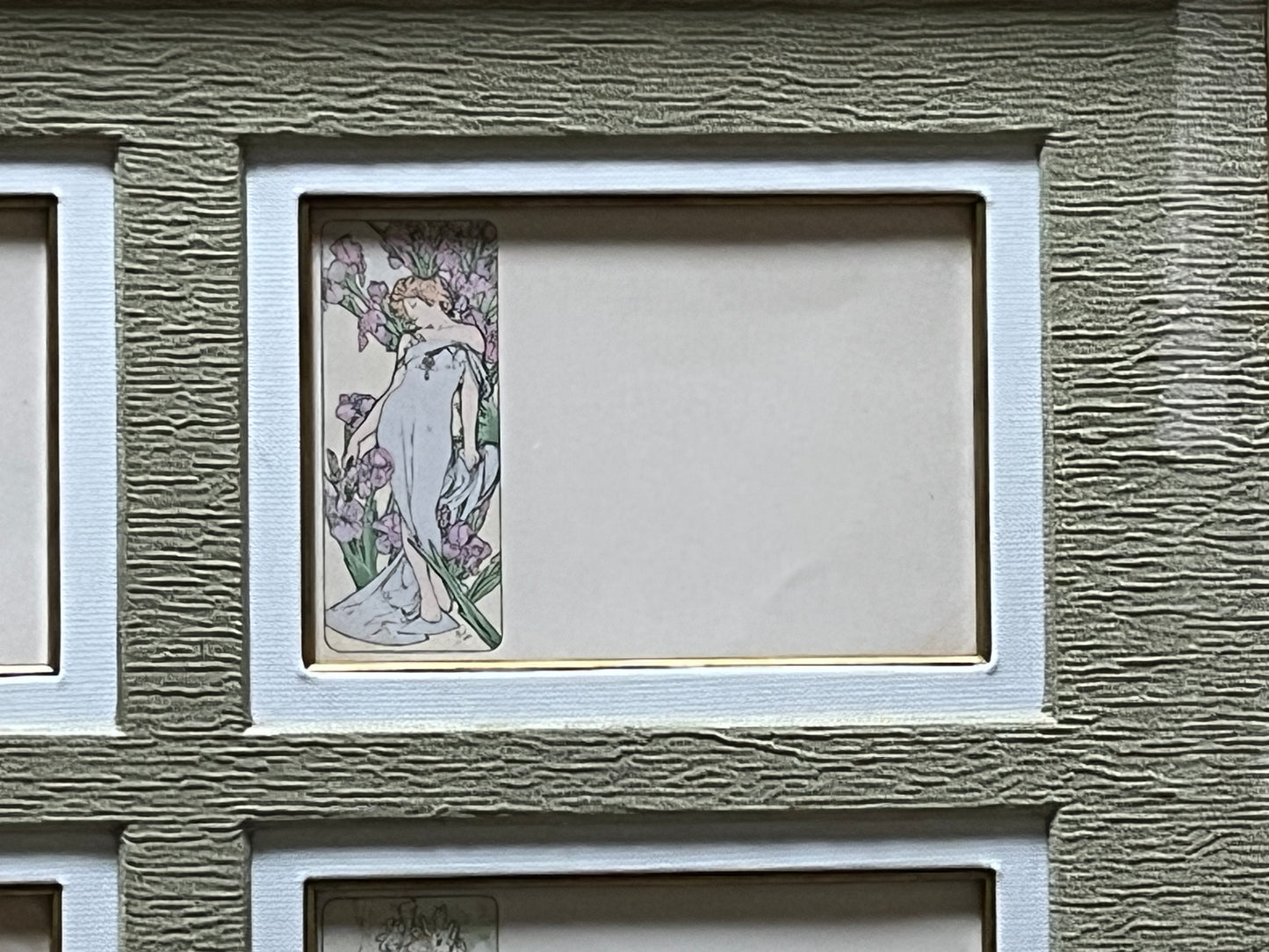 ミュシャ「四つの花」オリジナル絵はがき4枚セット 額付き