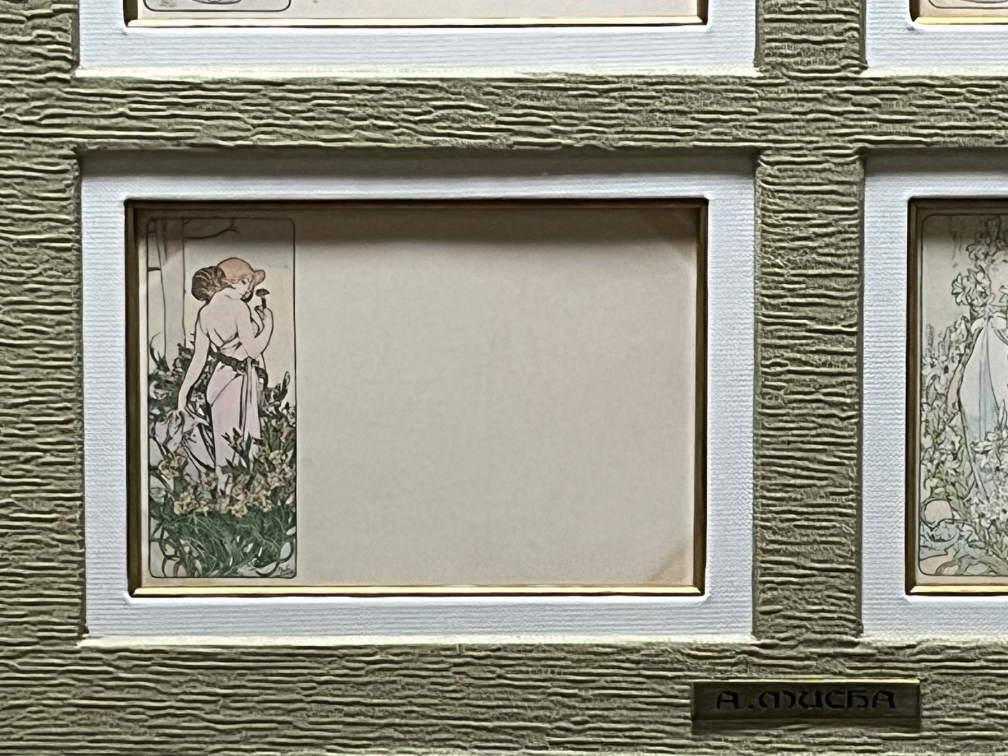 ミュシャ「四つの花」オリジナル絵はがき4枚セット 額付き