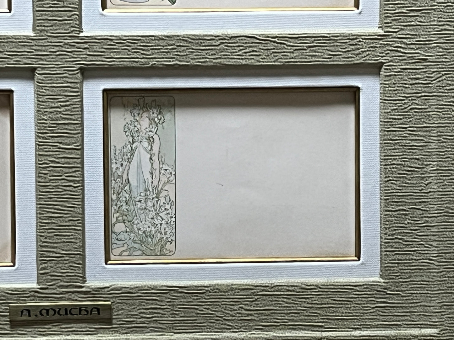 ミュシャ「四つの花」オリジナル絵はがき4枚セット 額付き