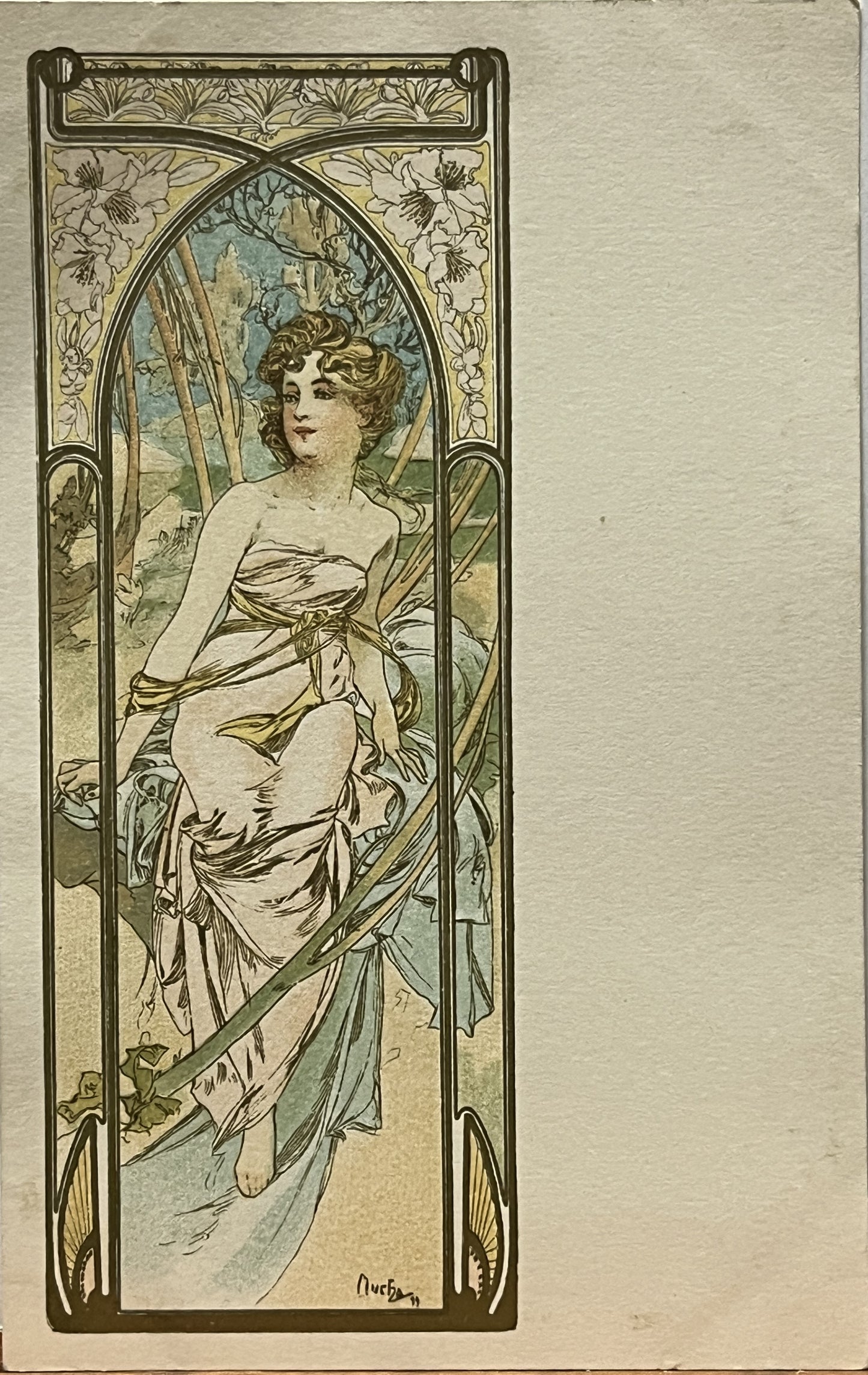 アルフォンス・ミュシャ「朝の目覚め」オリジナル絵はがき