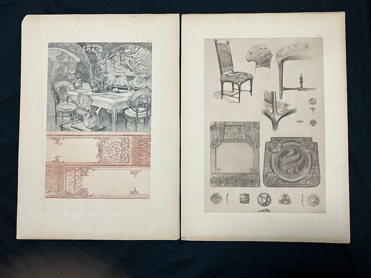 アルフォンス・ミュシャ「装飾資料集 PL71,PL72」シート2枚組