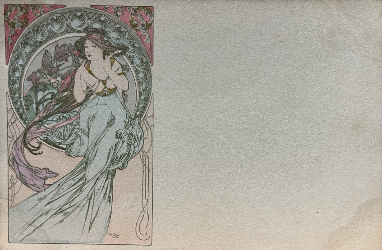 アルフォンス・ミュシャ「音楽」オリジナル絵はがき