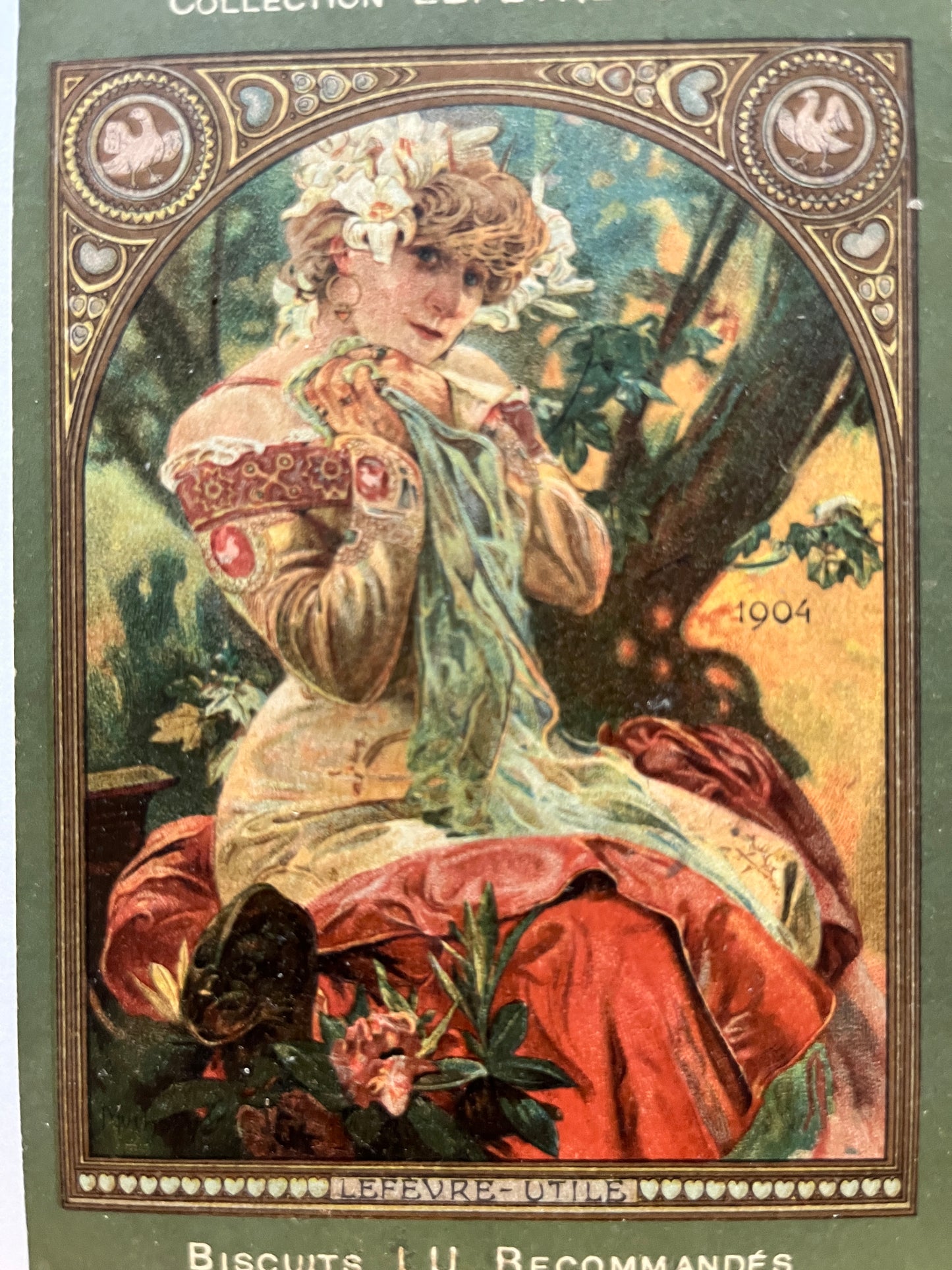 ミュシャ「遠国の花嫁」ルフェーブル・ユティル オリジナルリトグラフ絵はがき