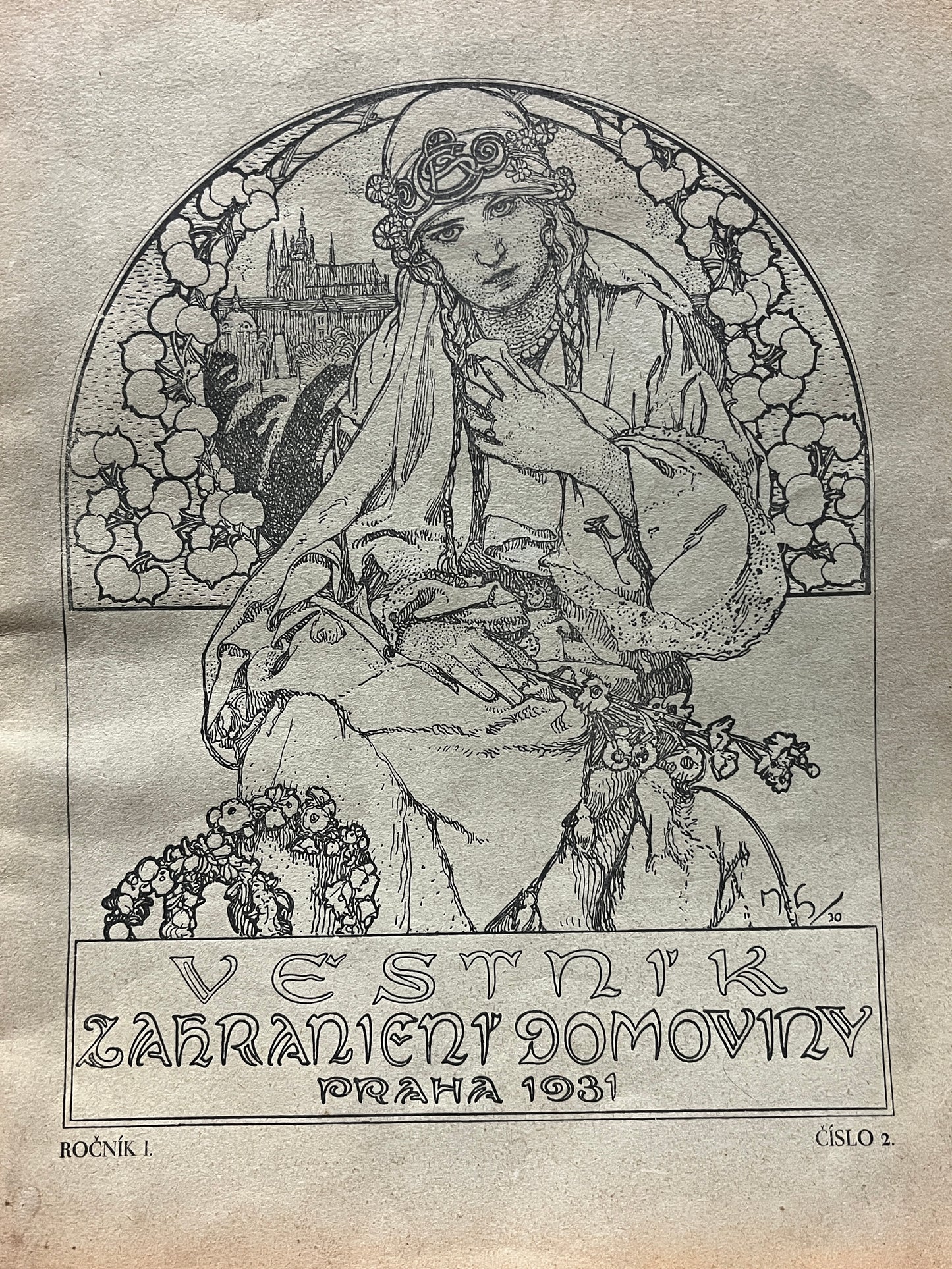 アルフォンス・ミュシャ 表紙絵「 FOREIGN HOMELAND - CZECHOSLOVAKIA - 1931」