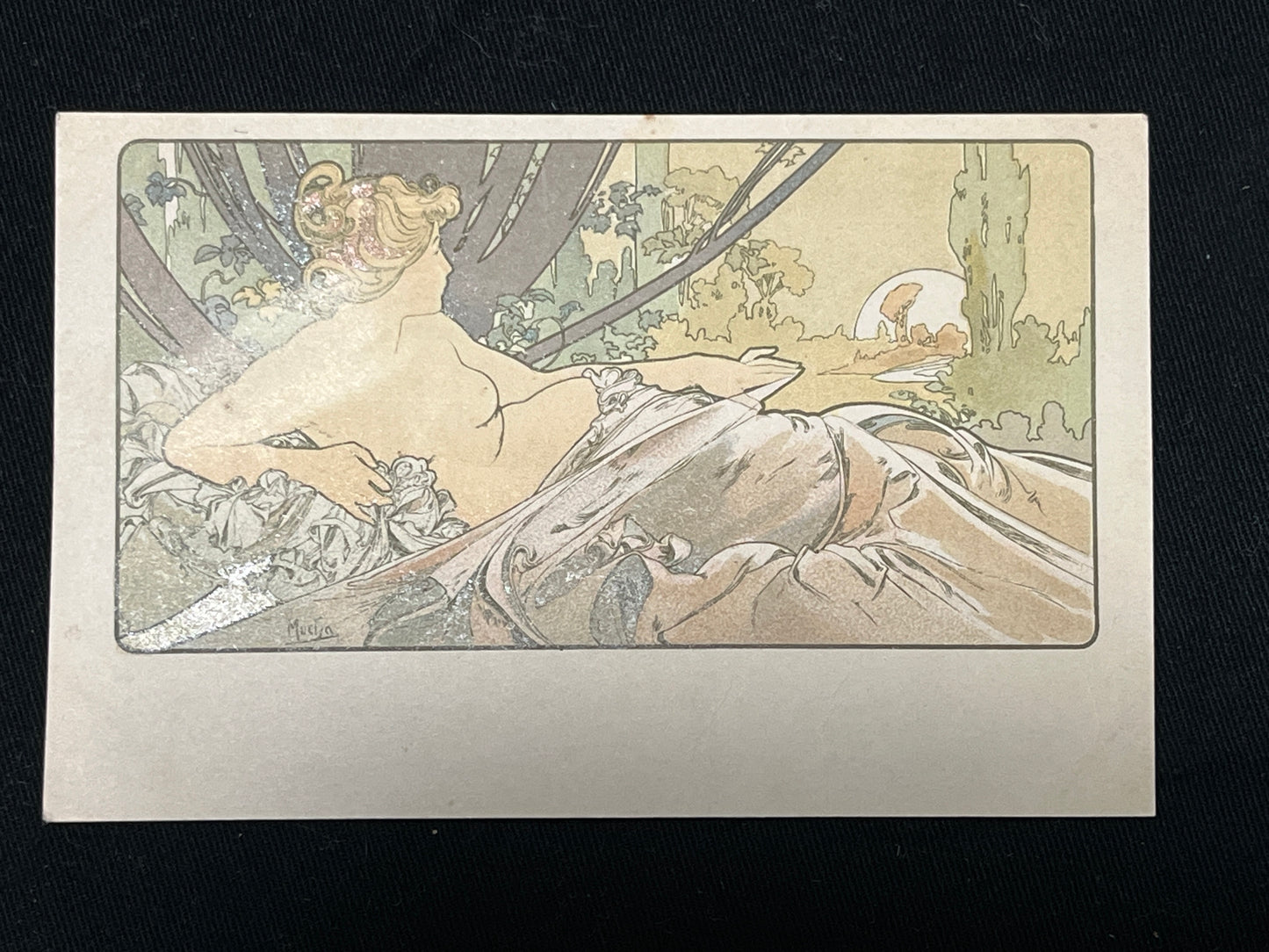 アルフォンス・ミュシャ「夜明け」オリジナルリトグラフ絵はがき