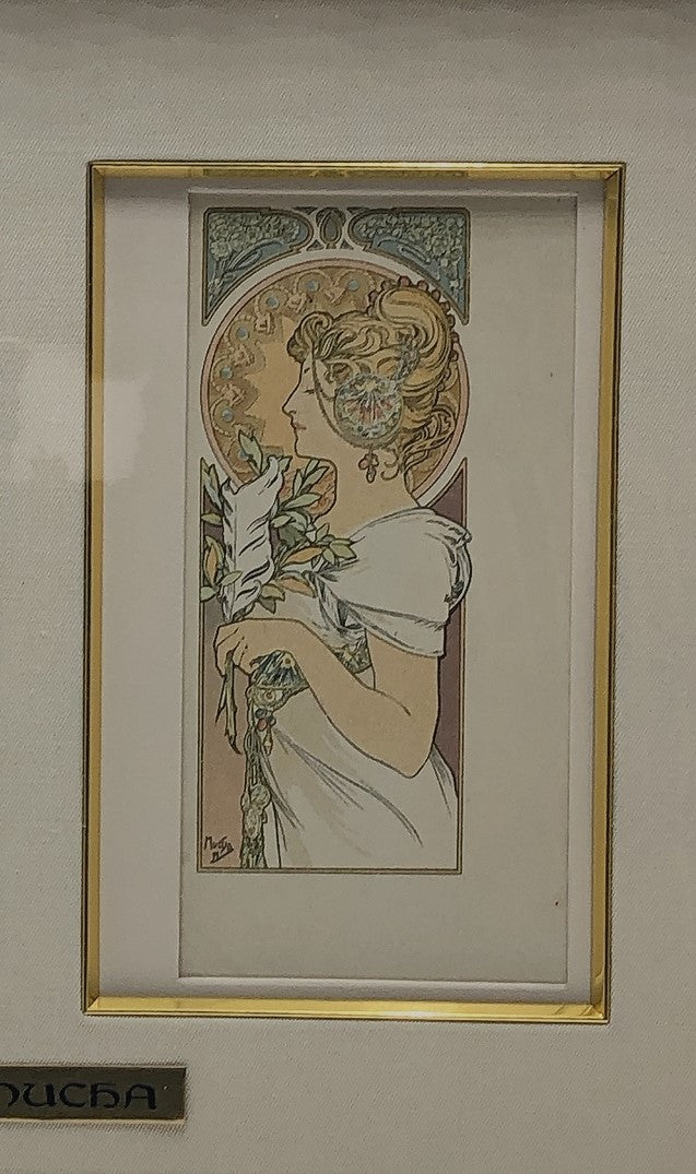 ミュシャ「羽根」「桜草」オリジナルリトグラフ絵はがき - ギャラリーK