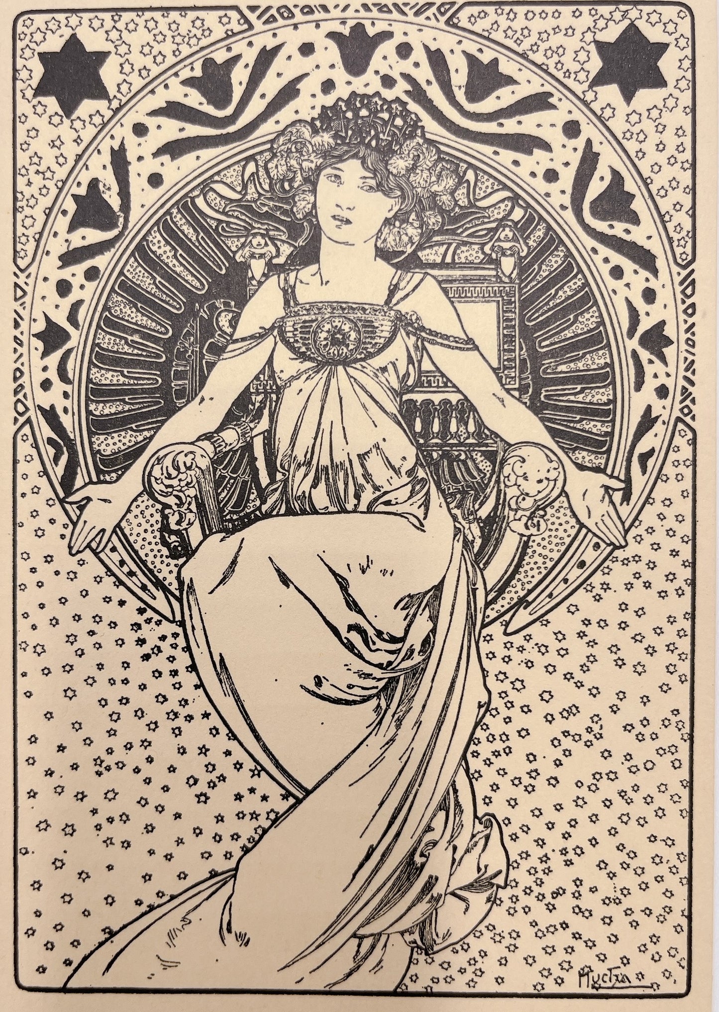 ミュシャ「オーストリア・ハンガリー慈善協会(メニュー)」オリジナルリトグラフ絵はがき - ギャラリーK