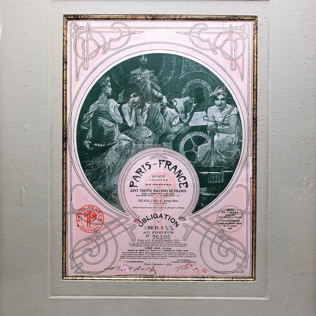 ミュシャ「パリ・フランス社の証券」ピンク - ギャラリーK