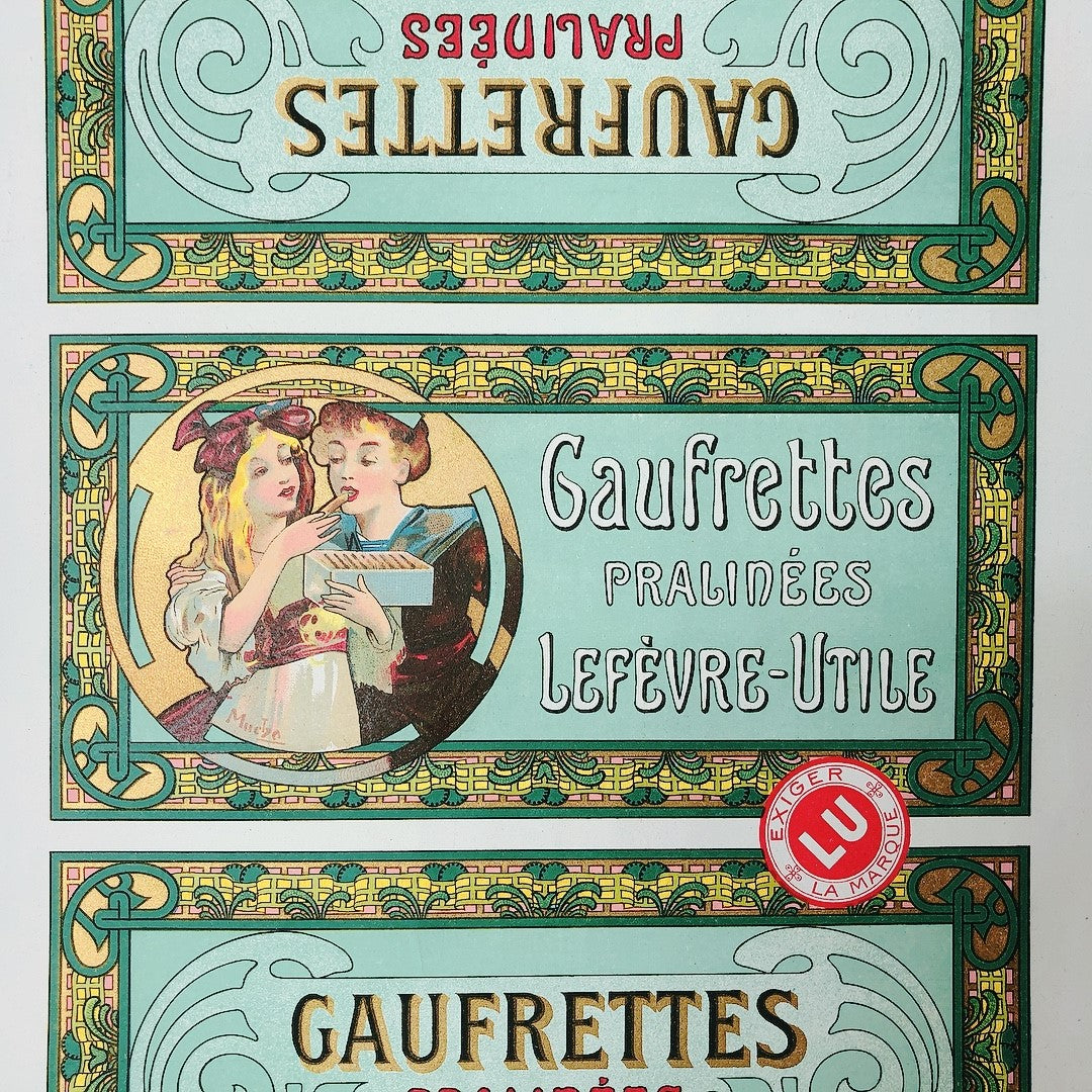 ミュシャ ルフェーブル・ユティルのラベル「ゴーフレット プラリネ」