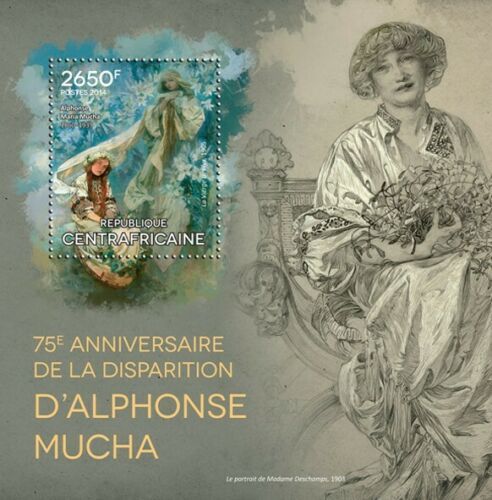 アルフォンス・ミュシャ 切手 5枚 (中央アフリカ共和国発行)