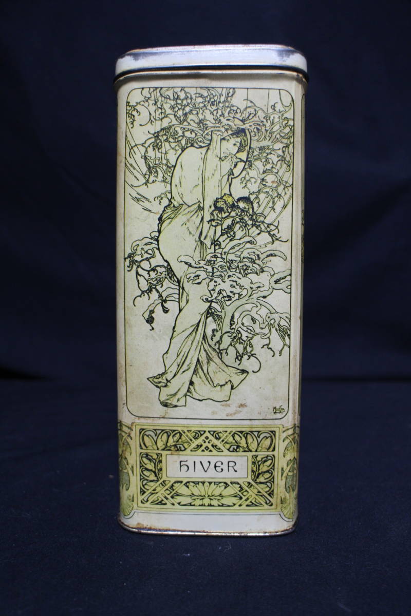 ミュシャ アンティーク ビスケットブリキ缶「1896年四季」 - ギャラリーK