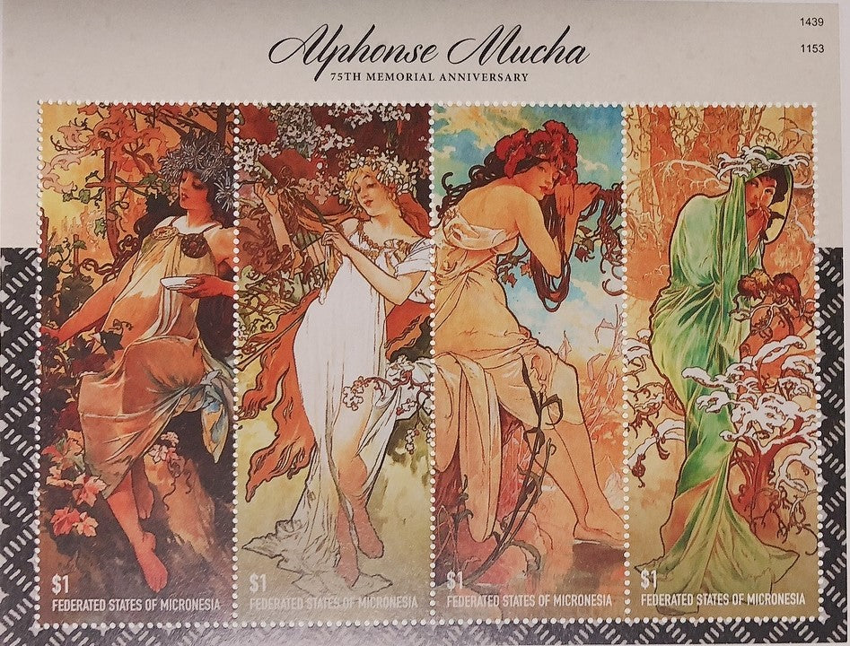 アルフォンス・ミュシャ 切手 8枚 (ミクロネシア発行)