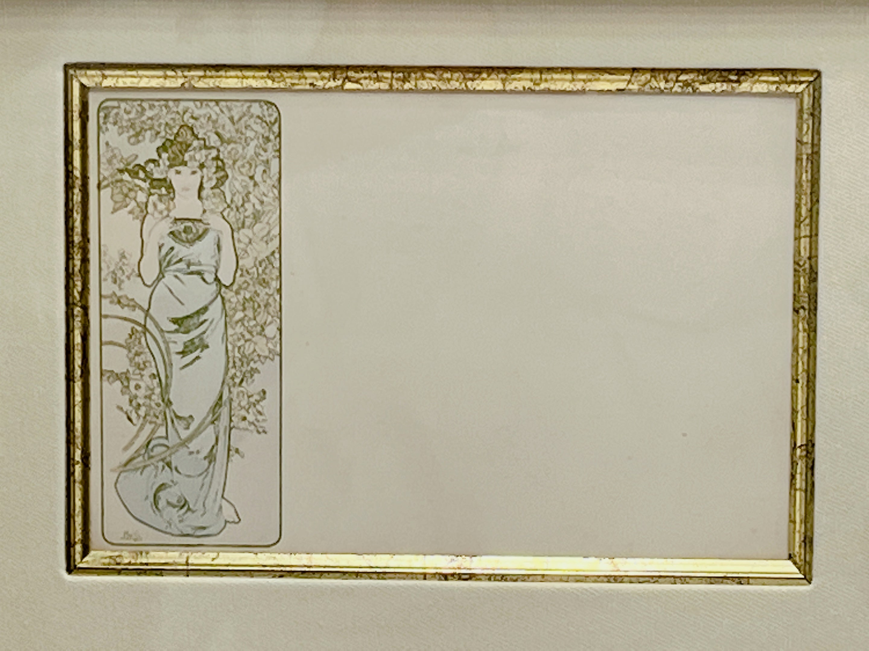 アルフォンス・ミュシャ「四つの花」オリジナルリトグラフ絵はがき