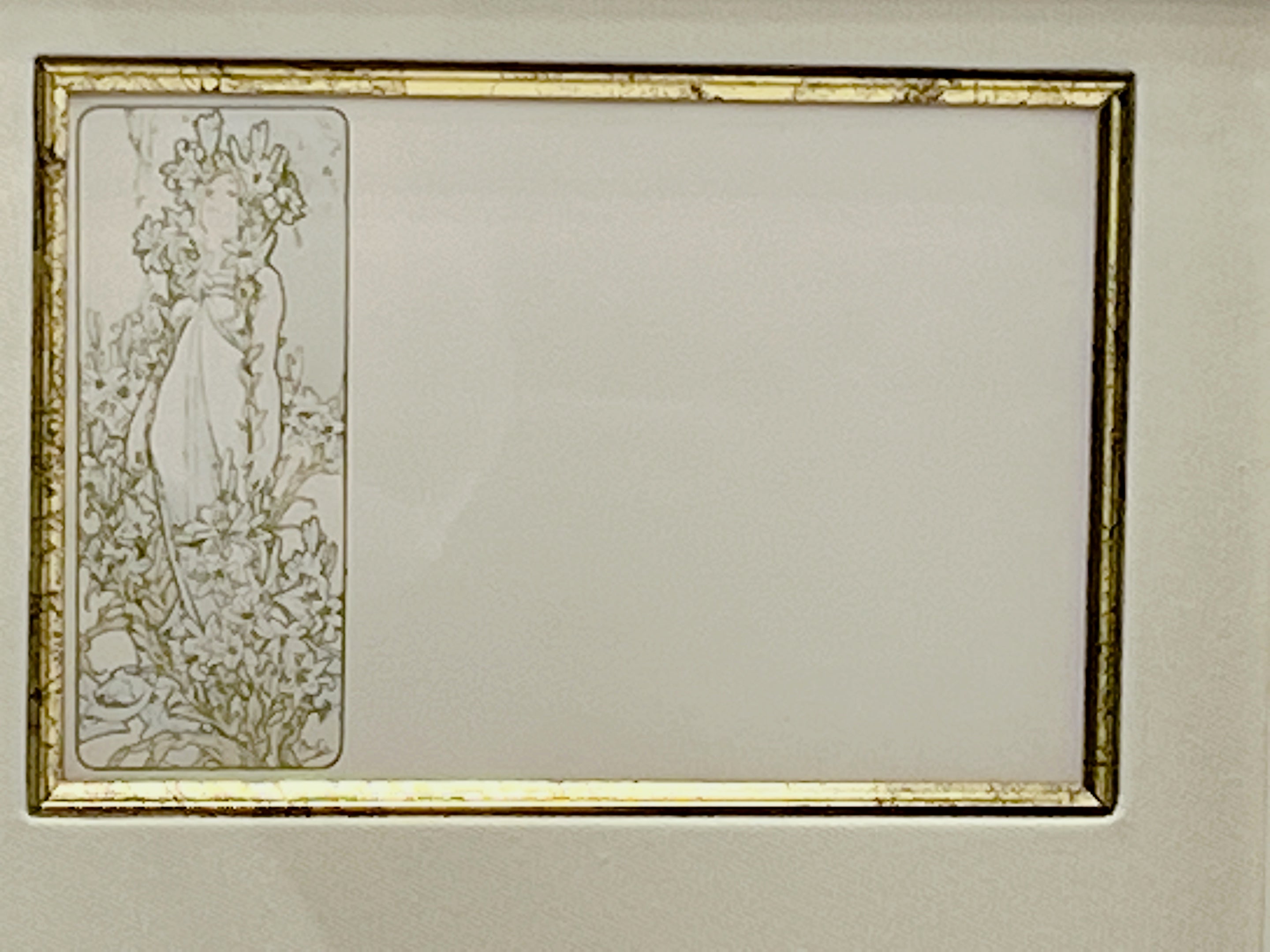 アルフォンス・ミュシャ「四つの花」オリジナルリトグラフ絵はがき
