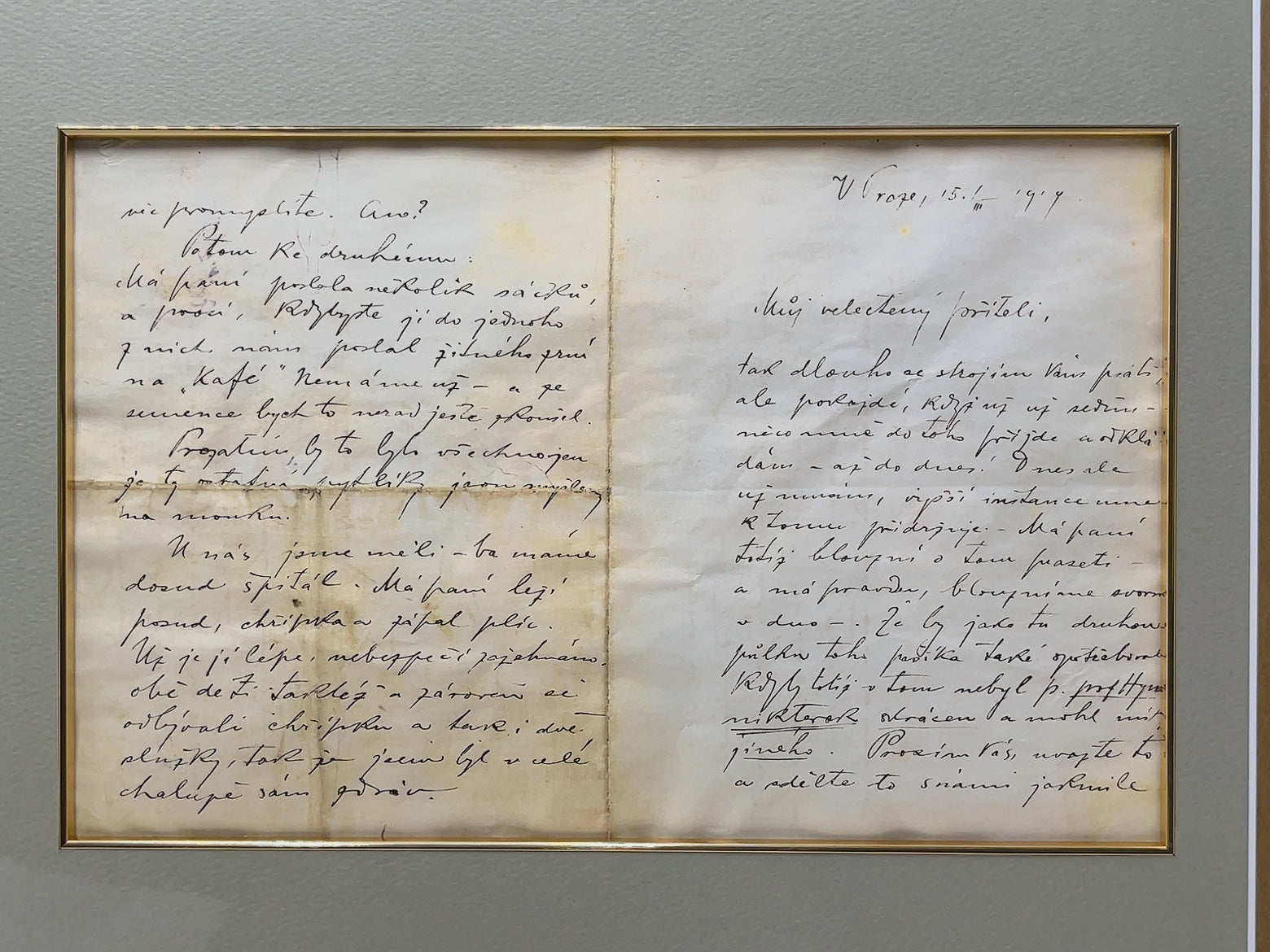 アルフォンス・ミュシャ「ミュシャの直筆の手紙」メモラビア　1919年 - ギャラリーK