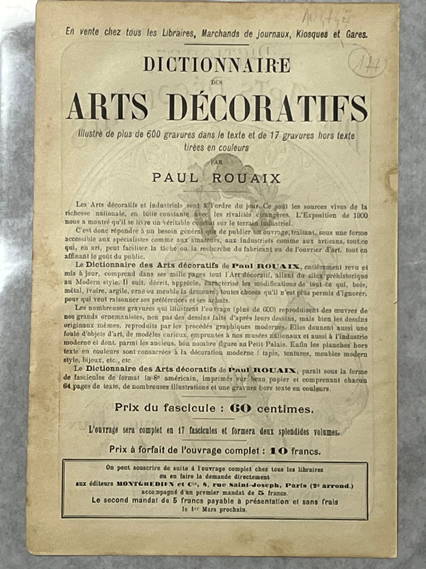 アルフォンス・ミュシャ「Dictionaire des Arts Decoratifs」表紙