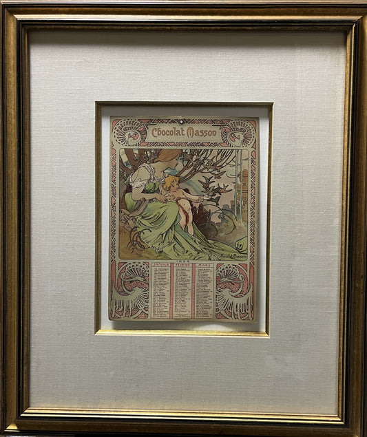 アルフォンス・ミュシャ「ショコラ・マッソンのカレンダー　幼年期」証明書付き