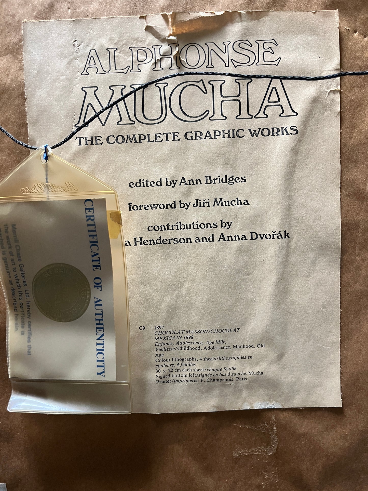 アルフォンス・ミュシャ「ショコラ・マッソンのカレンダー　幼年期」証明書付き