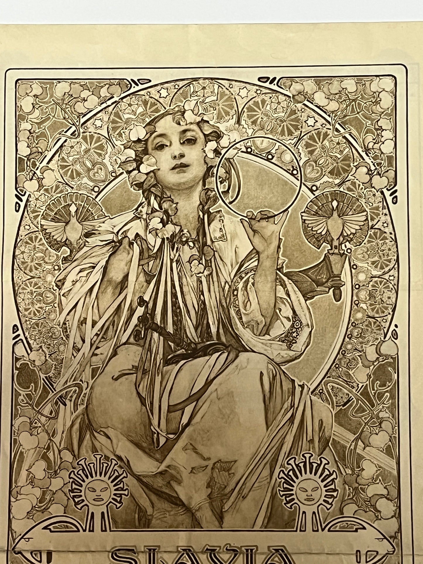 アルフォンス・ミュシャ「スラヴィア保険 保険証書」ケース付き