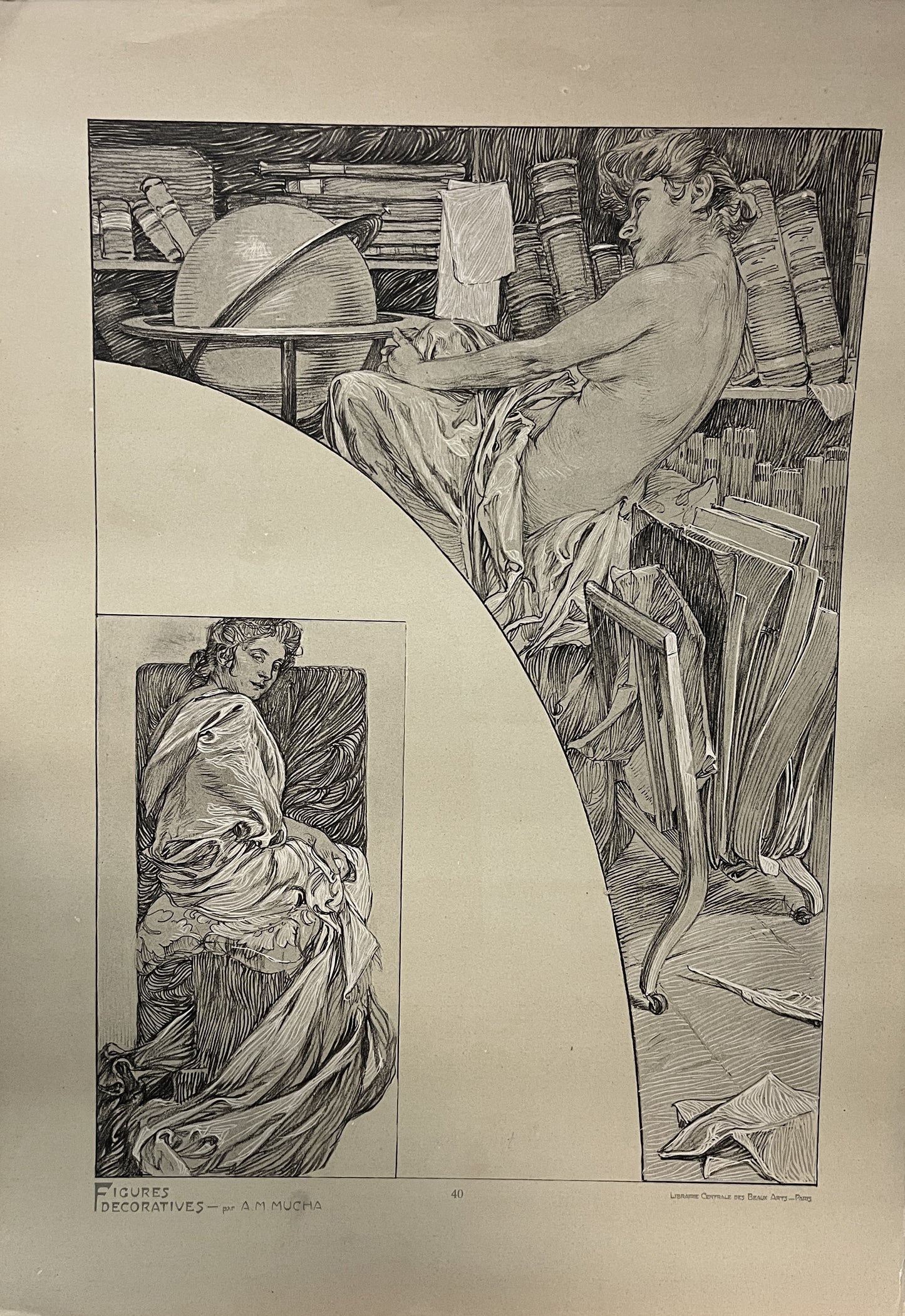 アルフォンス・ミュシャ「装飾人物集　PL39,PL40」シート２枚セット