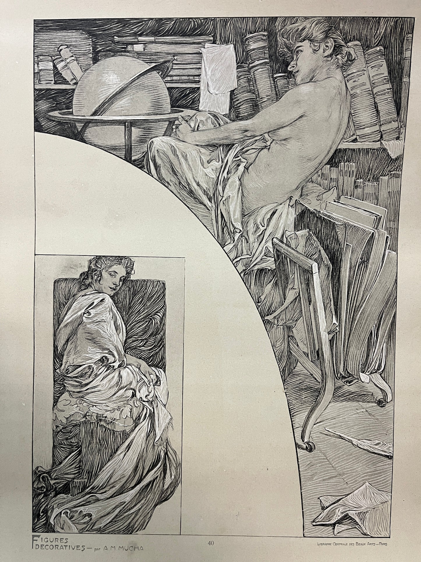 アルフォンス・ミュシャ「装飾人物集　PL39,PL40」シート２枚セット
