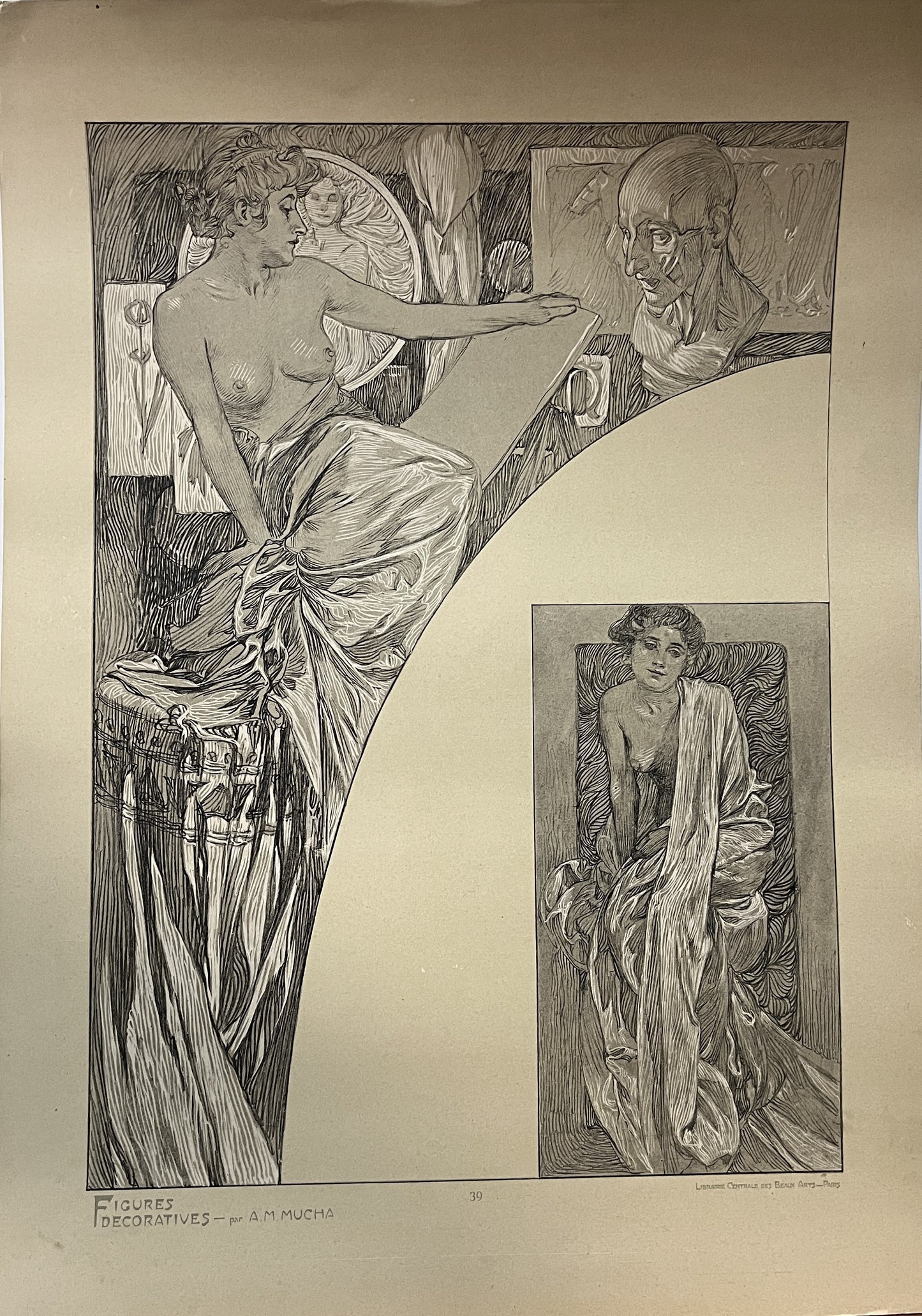 アルフォンス・ミュシャ「装飾人物集　PL39,PL40」シート２枚セット