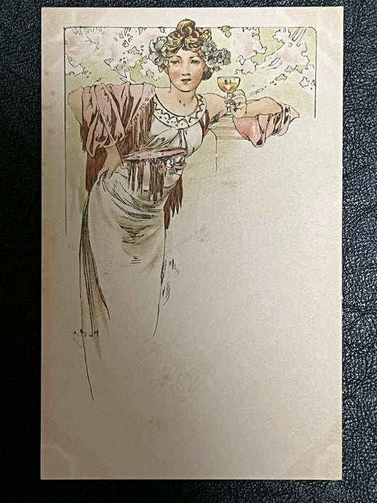 ミュシャ「メニュー」オリジナルリトグラフ絵はがき　②