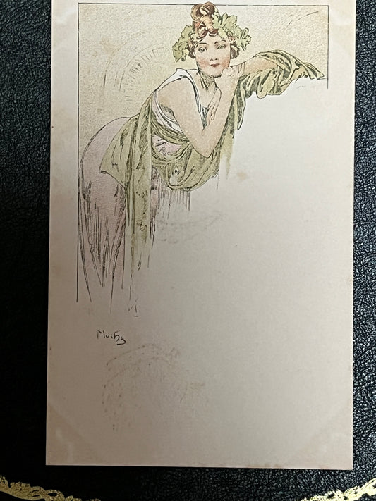 ミュシャ「メニュー」オリジナルリトグラフ絵はがき　③