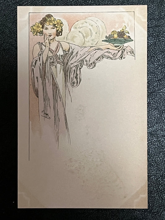 ミュシャ「メニュー」オリジナルリトグラフ絵はがき　④