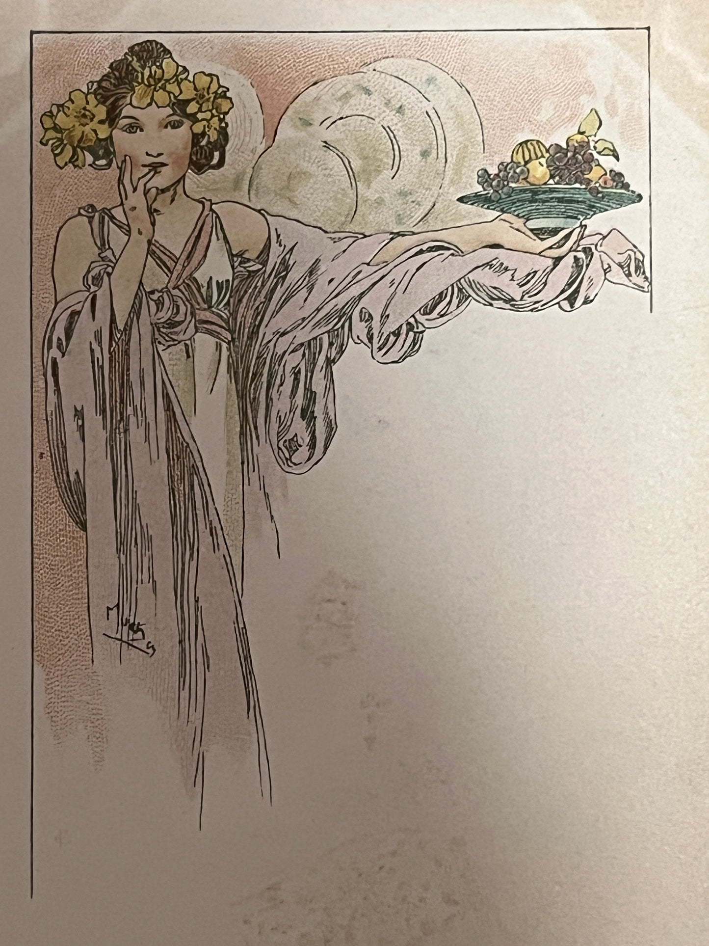 ミュシャ「メニュー」オリジナルリトグラフ絵はがき　④