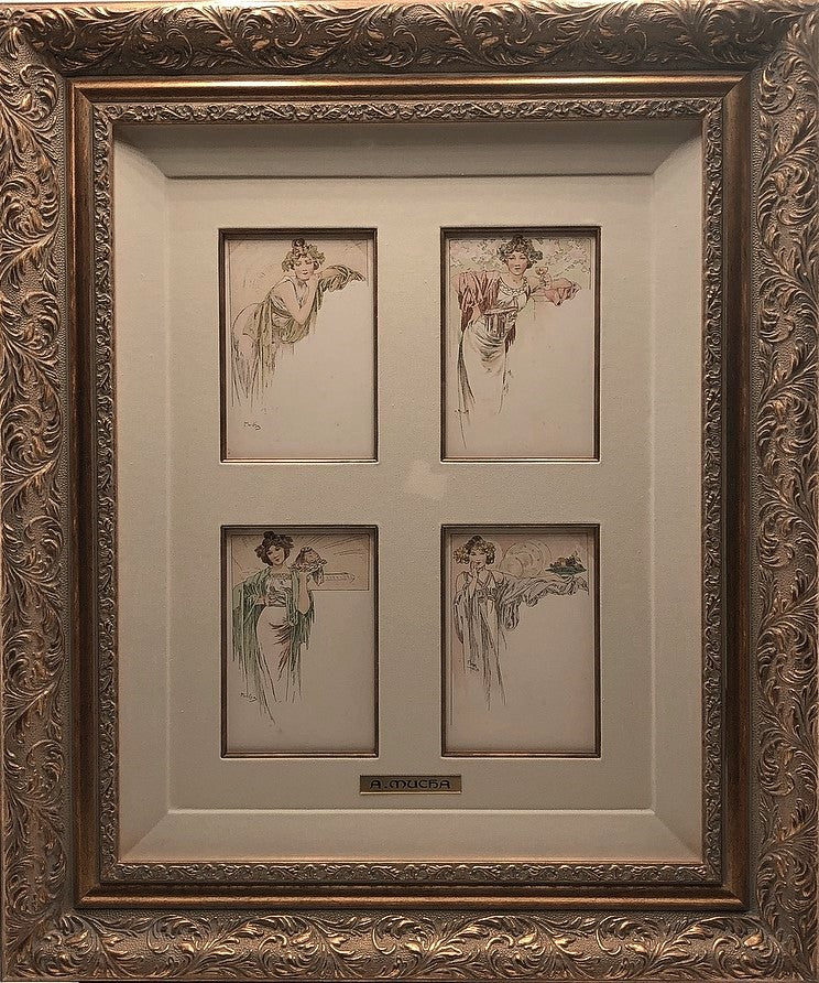 アルフォンス・ミュシャ「シャンプノワのメニュー」オリジナル絵はがき　コンプリート4枚セット