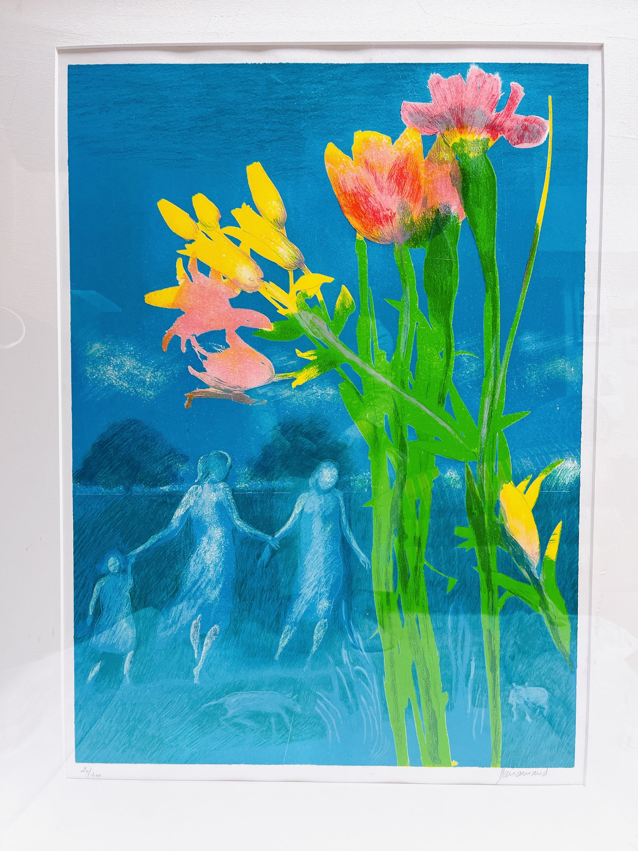 ☆ ポール・ギヤマン「青い背景の花々」-
