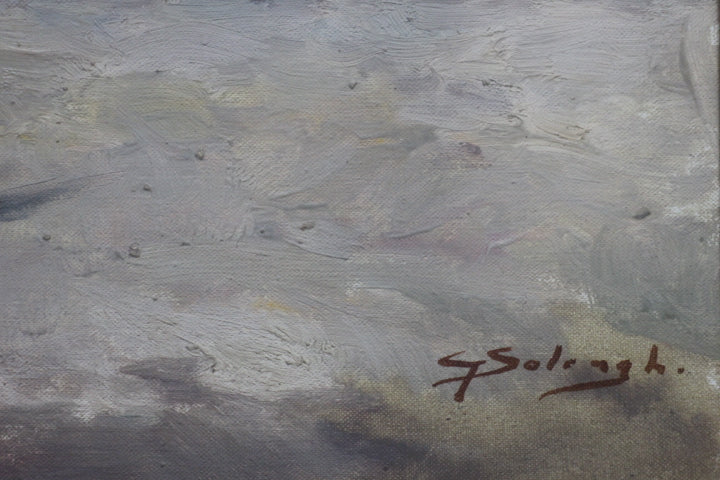GIUSEPPE SOLENGHI「海辺の子供」油彩 ｜サイン