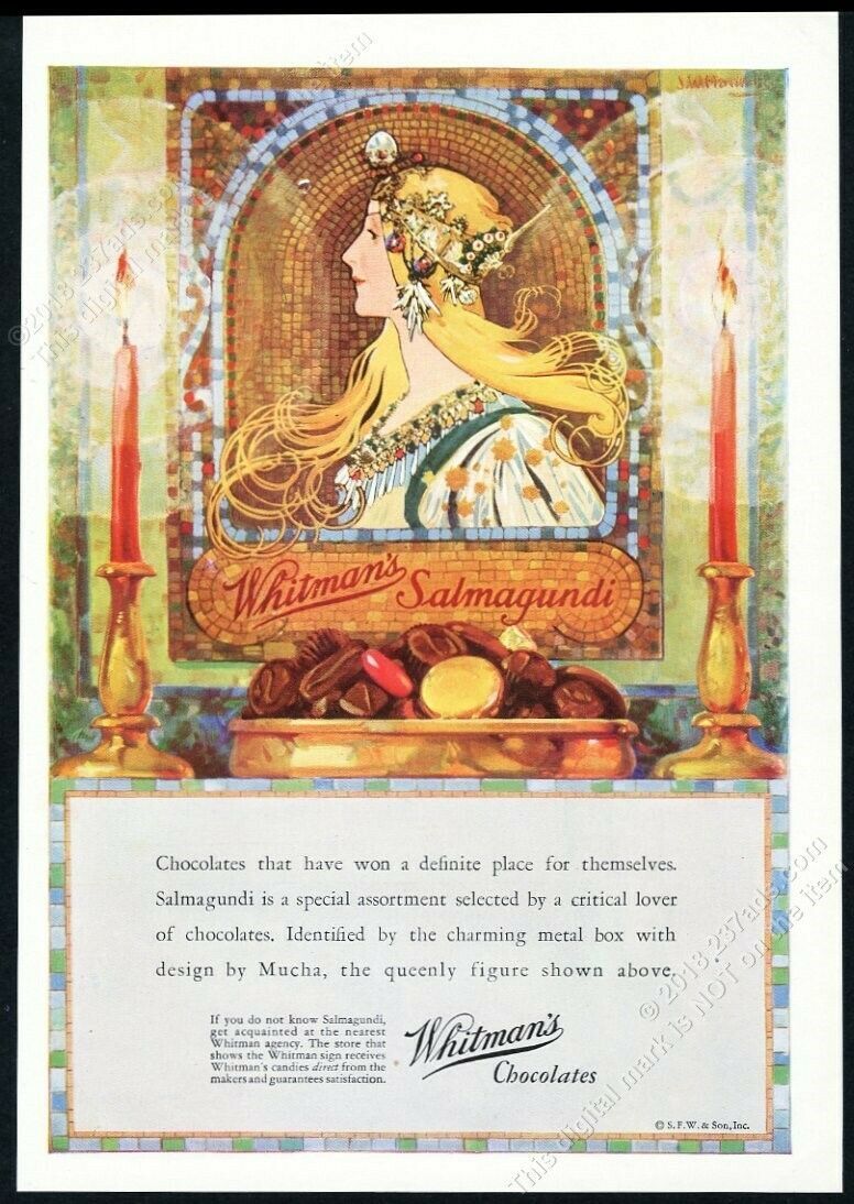 ミュシャ　「ウィットマンチョコレート　ゾディアック缶」広告